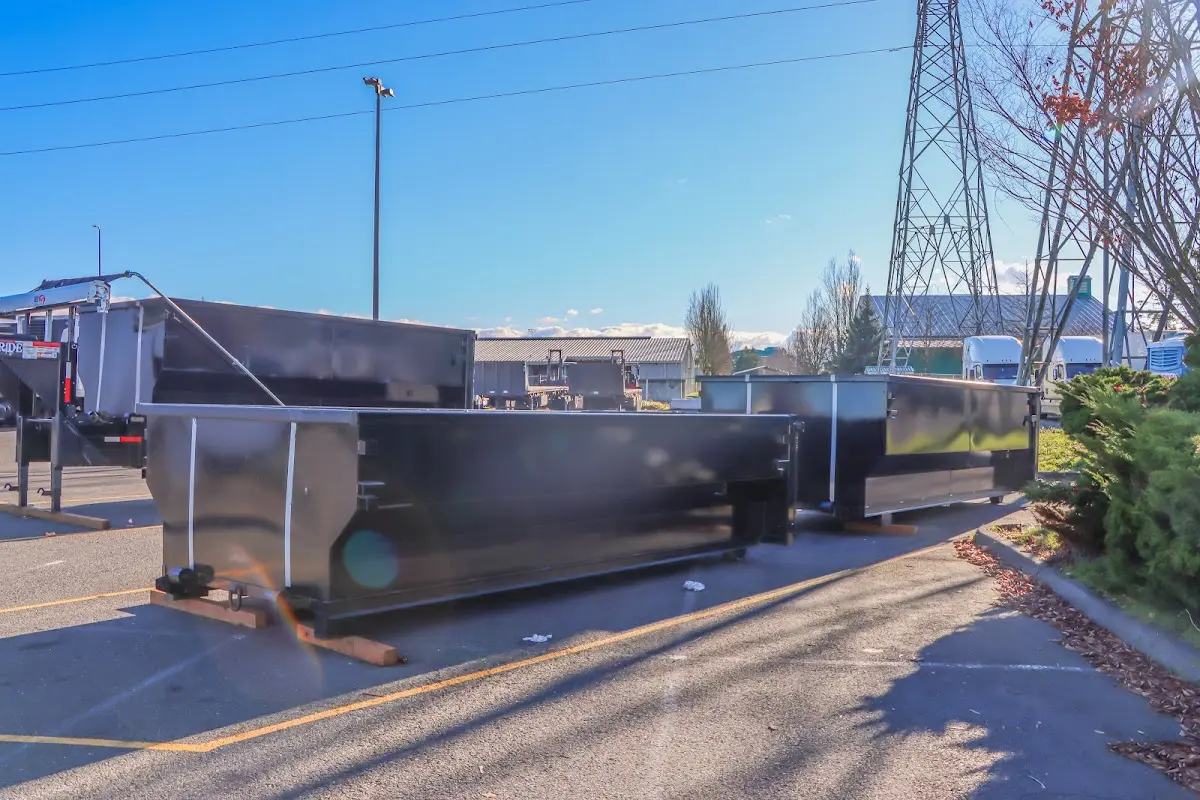Roll-off dumpster ready for waste disposal at job site for 4 Yard Dumpster Rental in Almena